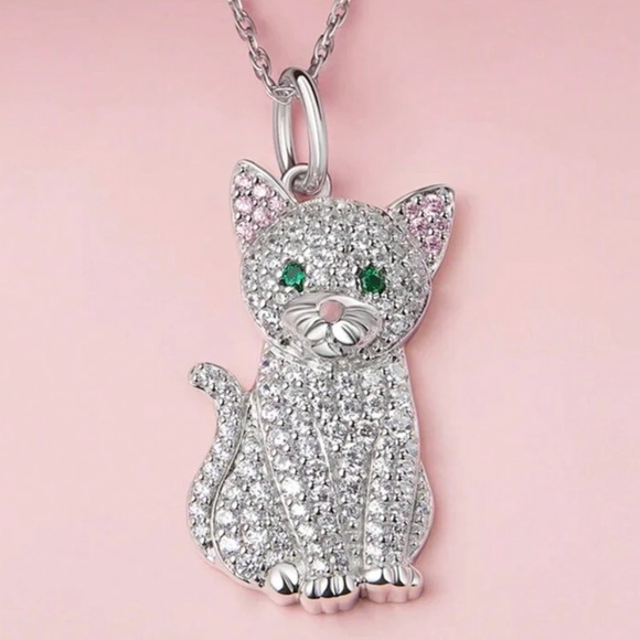 Cubic Zirconia Cat Necklace - Picture 3 of 8